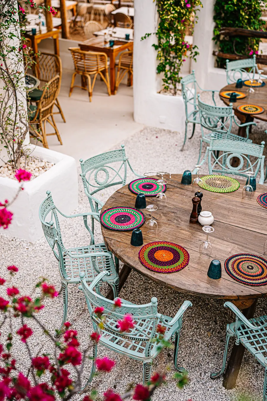 Boho-chic terrace dining at Casa Lalla Takerkoust offering a luxury desert experience